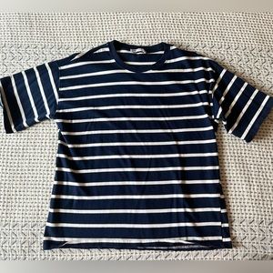 Zara navy and white striped tee size L